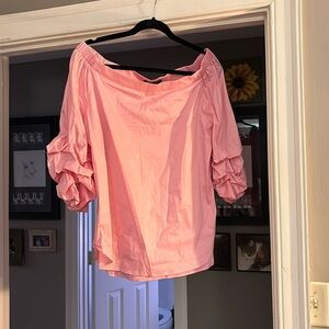 AZI pink off the shoulder top!  All Cotton! Size large